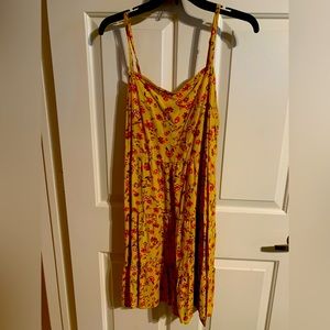 Old Navy XL summer dress mustard and burnt orange with brown and white flowers